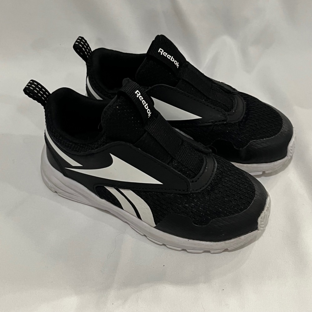 Toddler Reebok Black White Slip‎ On Athletic Shoes Sneakers Size 8